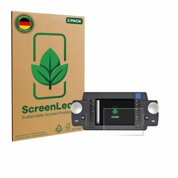 Vorderseite einer Produktverpackung mit dem Markenlogo ScreenLeaf. Daneben ist das Gerät ESU Ecos 50220 mit dem zugehörigen Di