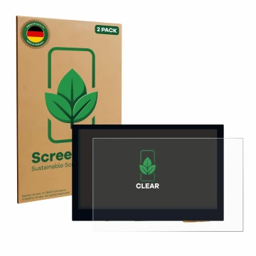 Vorderseite einer Produktverpackung mit dem Markenlogo ScreenLeaf. Daneben ist das Gerät Waveshare 4.3