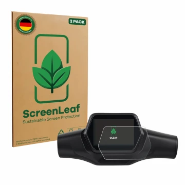 Vorderseite einer Produktverpackung mit dem Markenlogo ScreenLeaf. Daneben ist das Gerät Segway Ninebot ZT3 D mit dem zugehöri