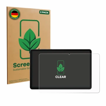 Vorderseite einer Produktverpackung mit dem Markenlogo ScreenLeaf. Daneben ist das Gerät Samsung Galaxy Tab S11 mit dem zugehö