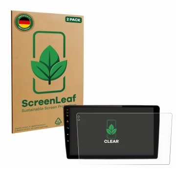 Vorderseite einer Produktverpackung mit dem Markenlogo ScreenLeaf. Daneben ist das Gerät Junsun V2 Plus 9