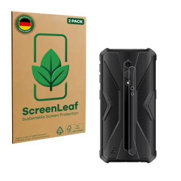 Vorderseite einer Produktverpackung mit dem Markenlogo ScreenLeaf. Daneben ist das Gerät Ulefone Armor X12 Pro (NUR Kameraschu