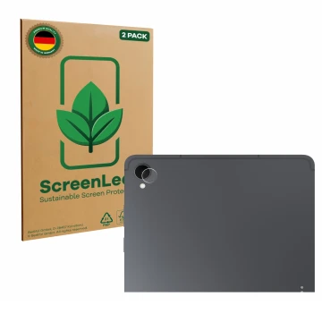 Vorderseite einer Produktverpackung mit dem Markenlogo ScreenLeaf. Daneben ist das Gerät Samsung Galaxy Tab S11 (NUR Kamerasch