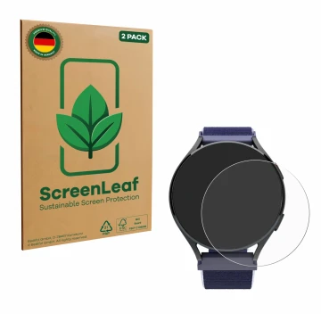 Vorderseite einer Produktverpackung mit dem Markenlogo ScreenLeaf. Daneben ist das Gerät Patronus Notfalluhr (41.5 mm) mit dem