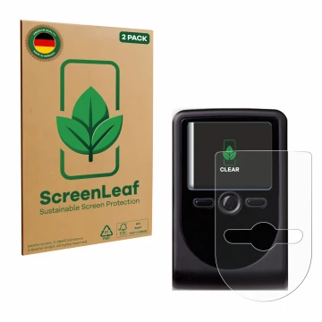 Vorderseite einer Produktverpackung mit dem Markenlogo ScreenLeaf. Daneben ist das Gerät OneSpan DigiPass 760 mit dem zugehöri