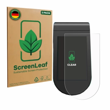 Vorderseite einer Produktverpackung mit dem Markenlogo ScreenLeaf. Daneben ist das Gerät SoFlow SO4 Pro MAX mit dem zugehörige