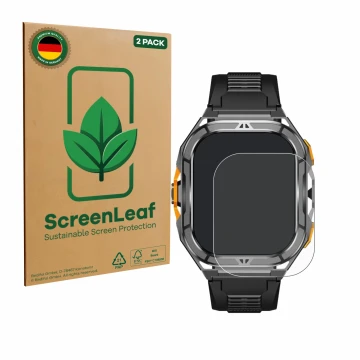 Vorderseite einer Produktverpackung mit dem Markenlogo ScreenLeaf. Daneben ist das Gerät Stahlgear Thor 3.0 mit dem zugehörige
