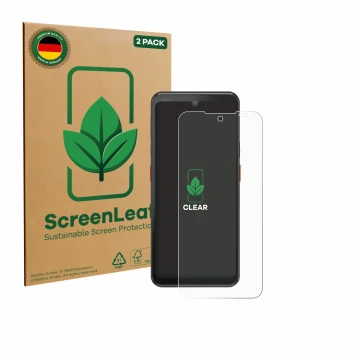 Vorderseite einer Produktverpackung mit dem Markenlogo ScreenLeaf. Daneben ist das Gerät Summi L3 mit dem zugehörigen Displays