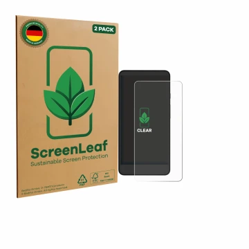 Vorderseite einer Produktverpackung mit dem Markenlogo ScreenLeaf. Daneben ist das Gerät Xiaomi Moaan InkPalm Mini Plus 2 mit 