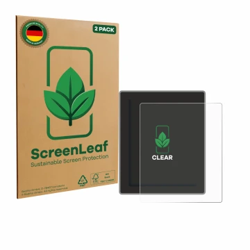 Vorderseite einer Produktverpackung mit dem Markenlogo ScreenLeaf. Daneben ist das Gerät Peterson Strobostomp Mini mit dem zug