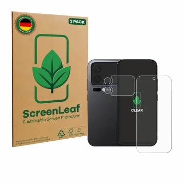 Vorderseite einer Produktverpackung mit dem Markenlogo ScreenLeaf. Daneben ist das Gerät Xiaomi 17 Pro (Display+Kamera) mit de