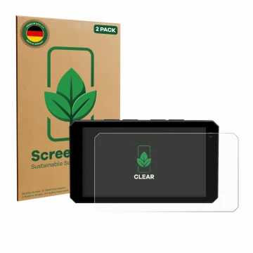 Vorderseite einer Produktverpackung mit dem Markenlogo ScreenLeaf. Daneben ist das Gerät Chigee AIO-6 LTE 4G mit dem zugehörig