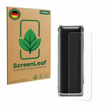 Vorderseite einer Produktverpackung mit dem Markenlogo ScreenLeaf. Daneben ist das Gerät EcoFlow Rapid Pro X mit dem zugehörig