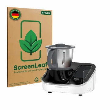 Vorderseite einer Produktverpackung mit dem Markenlogo ScreenLeaf. Daneben ist das Gerät TOKIT Omni Cook C2 mit dem zugehörige