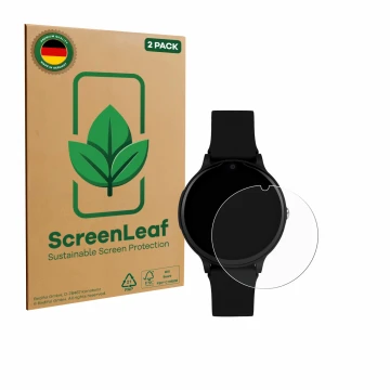 Vorderseite einer Produktverpackung mit dem Markenlogo ScreenLeaf. Daneben ist das Gerät One2Track Connect One mit dem zugehör
