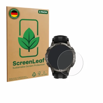 Vorderseite einer Produktverpackung mit dem Markenlogo ScreenLeaf. Daneben ist das Gerät Kospet Tank T4 mit dem zugehörigen Di