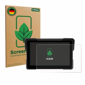 Vorderseite einer Produktverpackung mit dem Markenlogo ScreenLeaf. Daneben ist das Gerät Sixwin P5 7