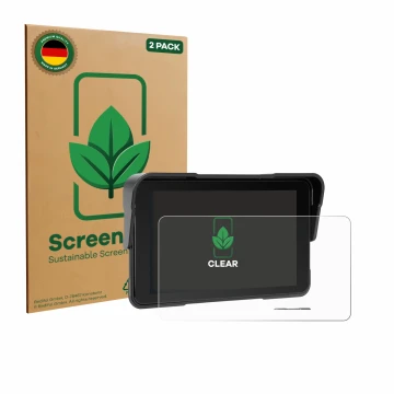 Vorderseite einer Produktverpackung mit dem Markenlogo ScreenLeaf. Daneben ist das Gerät Sixwin P2 5