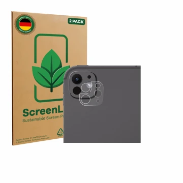 Vorderseite einer Produktverpackung mit dem Markenlogo ScreenLeaf. Daneben ist das Gerät Apple iPad Pro 13