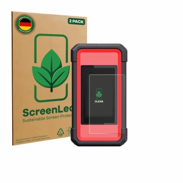 Vorderseite einer Produktverpackung mit dem Markenlogo ScreenLeaf. Daneben ist das Gerät Launch X431 SmartLink C V2.0 mit dem 