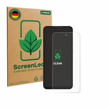 Vorderseite einer Produktverpackung mit dem Markenlogo ScreenLeaf. Daneben ist das Gerät Oukitel C69 mit dem zugehörigen Displ