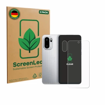 Vorderseite einer Produktverpackung mit dem Markenlogo ScreenLeaf. Daneben ist das Gerät OnePlus Ace 6 (Display+Kamera) mit de