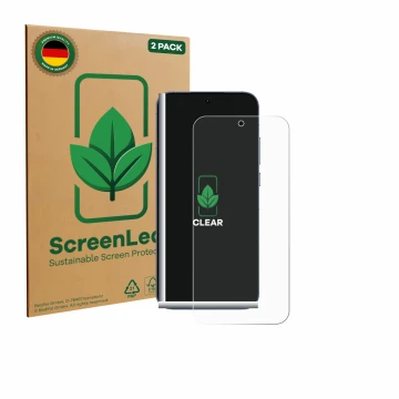 Vorderseite einer Produktverpackung mit dem Markenlogo ScreenLeaf. Daneben ist das Gerät realme GT 8 Pro mit dem zugehörigen D