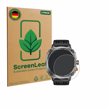 Vorderseite einer Produktverpackung mit dem Markenlogo ScreenLeaf. Daneben ist das Gerät Rogbid Titan V 1.75