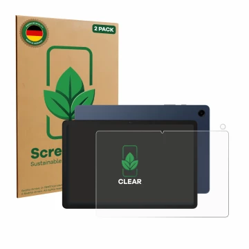 Vorderseite einer Produktverpackung mit dem Markenlogo ScreenLeaf. Daneben ist das Gerät Samsung Galaxy Tab A9 Plus (Display+K