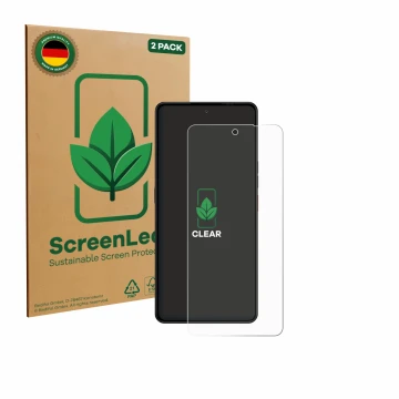 Vorderseite einer Produktverpackung mit dem Markenlogo ScreenLeaf. Daneben ist das Gerät Gigaset GS6 mit dem zugehörigen Displ