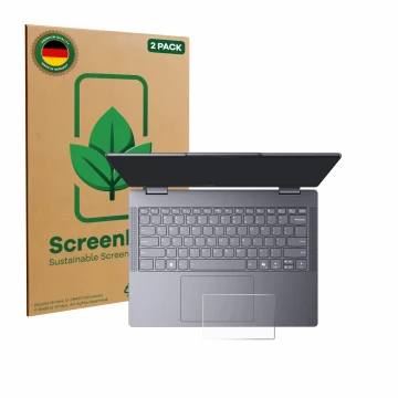 Vorderseite einer Produktverpackung mit dem Markenlogo ScreenLeaf. Daneben ist das Gerät Lenovo IdeaPad 5 2-in-1 14