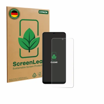 Vorderseite einer Produktverpackung mit dem Markenlogo ScreenLeaf. Daneben ist das Gerät KXD 13C mit dem zugehörigen Displaysc
