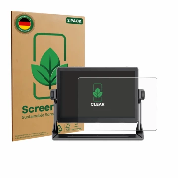 Vorderseite einer Produktverpackung mit dem Markenlogo ScreenLeaf. Daneben ist das Gerät Feelworld LUT 11H 10.1
