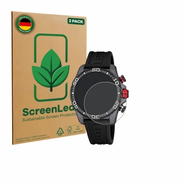 Vorderseite einer Produktverpackung mit dem Markenlogo ScreenLeaf. Daneben ist das Gerät Lotus Connected 20000/4 (45 mm) mit d