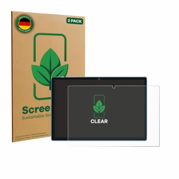 Vorderseite einer Produktverpackung mit dem Markenlogo ScreenLeaf. Daneben ist das Gerät Biegedy B25 10.1
