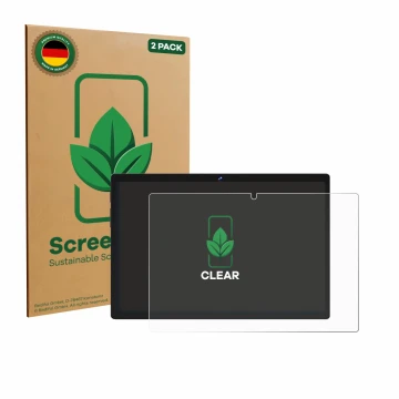 Vorderseite einer Produktverpackung mit dem Markenlogo ScreenLeaf. Daneben ist das Gerät Biegedy B29 10.1