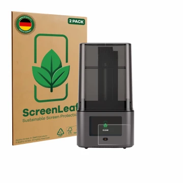 Vorderseite einer Produktverpackung mit dem Markenlogo ScreenLeaf. Daneben ist das Gerät Anycubic Photon Mono 4 Ultra mit dem 