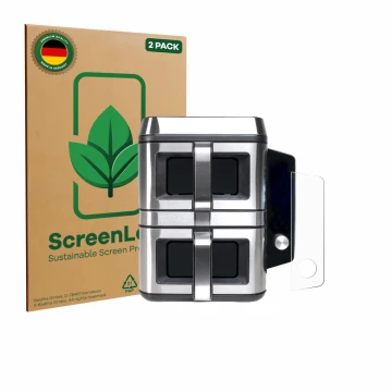 Vorderseite einer Produktverpackung mit dem Markenlogo ScreenLeaf. Daneben ist das Gerät KOENIC KTAF-TR mit dem zugehörigen Di