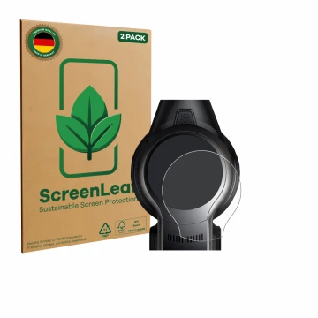 Vorderseite einer Produktverpackung mit dem Markenlogo ScreenLeaf. Daneben ist das Gerät MOVA S2 mit dem zugehörigen Displaysc