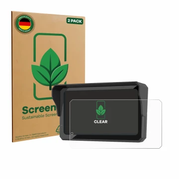 Vorderseite einer Produktverpackung mit dem Markenlogo ScreenLeaf. Daneben ist das Gerät Carpuride W602BS mit dem zugehörigen 