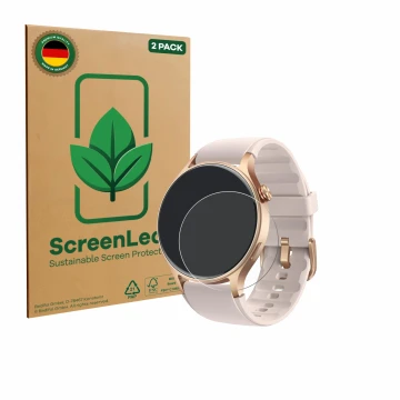 Vorderseite einer Produktverpackung mit dem Markenlogo ScreenLeaf. Daneben ist das Gerät aeac AR01 1.32