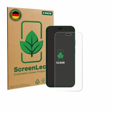 Vorderseite einer Produktverpackung mit dem Markenlogo ScreenLeaf. Daneben ist das Gerät Huawei Nova 15 Ultra mit dem zugehöri