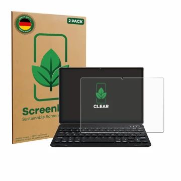 Vorderseite einer Produktverpackung mit dem Markenlogo ScreenLeaf. Daneben ist das Gerät DEERTiME E9 10.1