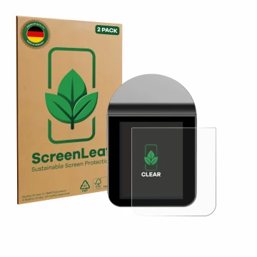 Vorderseite einer Produktverpackung mit dem Markenlogo ScreenLeaf. Daneben ist das Gerät KitchenBoss G330 mit dem zugehörigen 