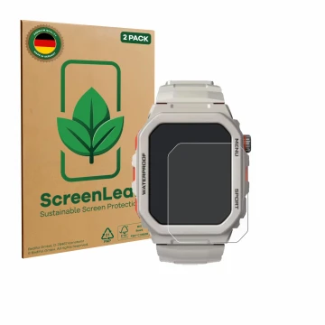 Vorderseite einer Produktverpackung mit dem Markenlogo ScreenLeaf. Daneben ist das Gerät Rogbid Tank G2 mit dem zugehörigen Di