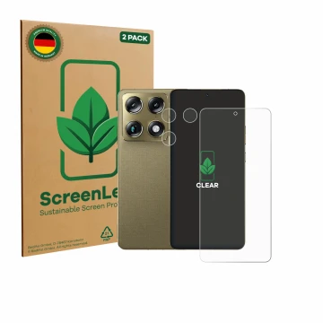 Vorderseite einer Produktverpackung mit dem Markenlogo ScreenLeaf. Daneben ist das Gerät Motorola Signature (Display+Kamera) m