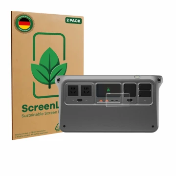 Vorderseite einer Produktverpackung mit dem Markenlogo ScreenLeaf. Daneben ist das Gerät DJI Power 1000 V2 mit dem zugehörigen