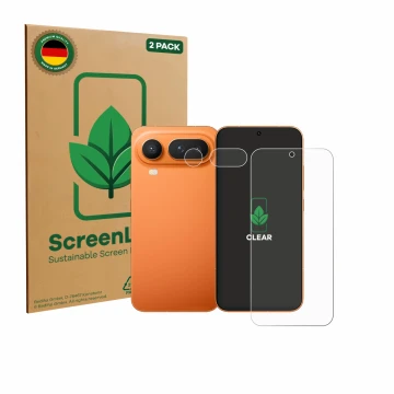 Vorderseite einer Produktverpackung mit dem Markenlogo ScreenLeaf. Daneben ist das Gerät Honor Magic 8 Pro Lite (Display+Kamer