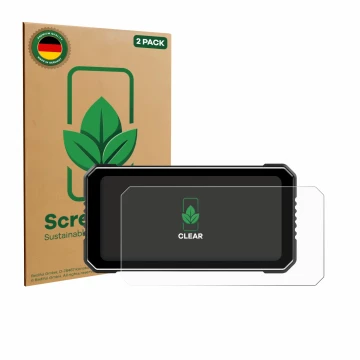 Vorderseite einer Produktverpackung mit dem Markenlogo ScreenLeaf. Daneben ist das Gerät Vtopek MT26 6.25