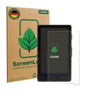 Vorderseite einer Produktverpackung mit dem Markenlogo ScreenLeaf. Daneben ist das Gerät Xteink X4 mit dem zugehörigen Display